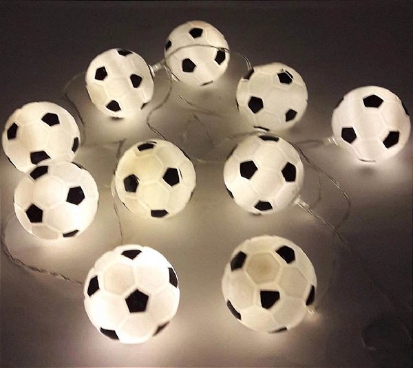 Cordão Luminoso de Led Bola Futebol - 1,80 Metros - 10 Bolas