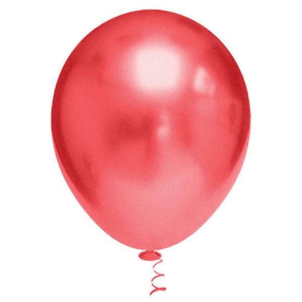 Balão Platinado Cromado Vermelho 5 Polegadas (13cm) - 25 Unidades