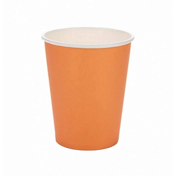 Copo de Papel Liso Laranja 250ml - 10 Unidades