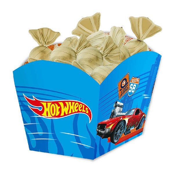 Cachepot de Papel Aniversário Festa Hot Wheels - 9cm x 8cm - 8 Unidades
