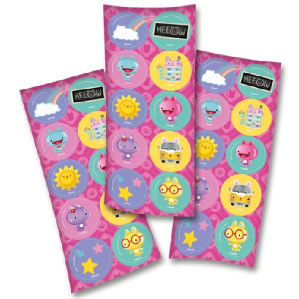 Adesivo Decorativo Redondo Festa A Casa Mágica da Gabby - 3 Cartelas Com 10 Adesivos Cada (30 Unidades)