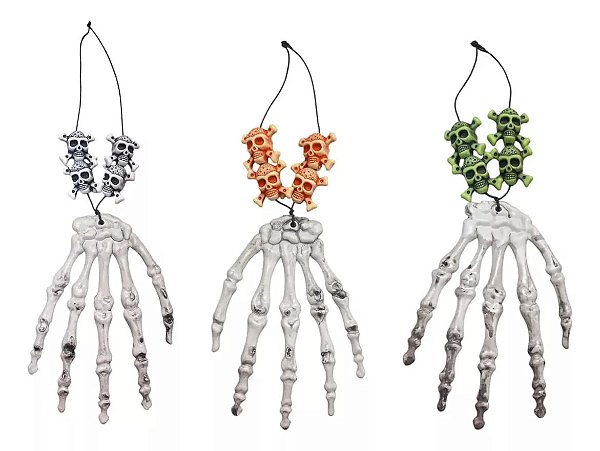 Colar Caveira Halloween - Cor Sortida - 1 Unidade