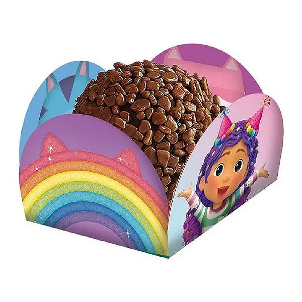 Porta Forminha Para Doces Festa A Casa Mágica da Gabby 3,5x3,5cm - 40 Unidades