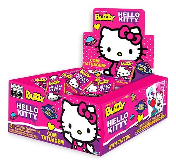 Caixa de Chiclete Hello Kitty Tutti Frutti - Caixa 360g - 90 Unidades