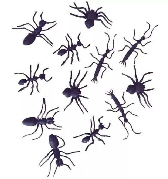 Kit Aranhas e Formigas Halloween – 12 Peças | Enfeite Decorativo Assustador