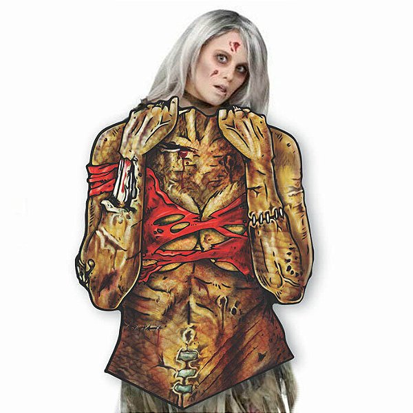 Painel de Zumbi Feminino p/ Fotos Terror Halloween - 64x46cm