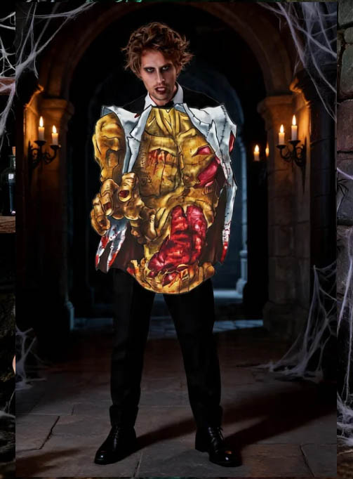 Painel de Zumbi Masculino p/ Fotos Terror Halloween - 60x46cm