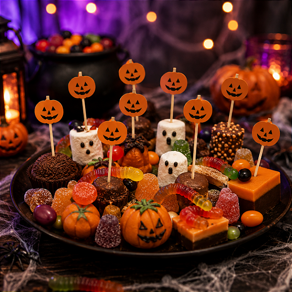Palitos Decorativos de Madeira Halloween Abóbora 12cm - 12 Unidades
