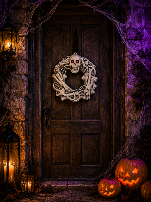 Guirlanda de Halloween Caveira Plástico 35cm