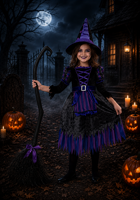 Vassoura Bruxa Luxo Halloween – Estilo e Magia para Seu Cosplay! - 85cm