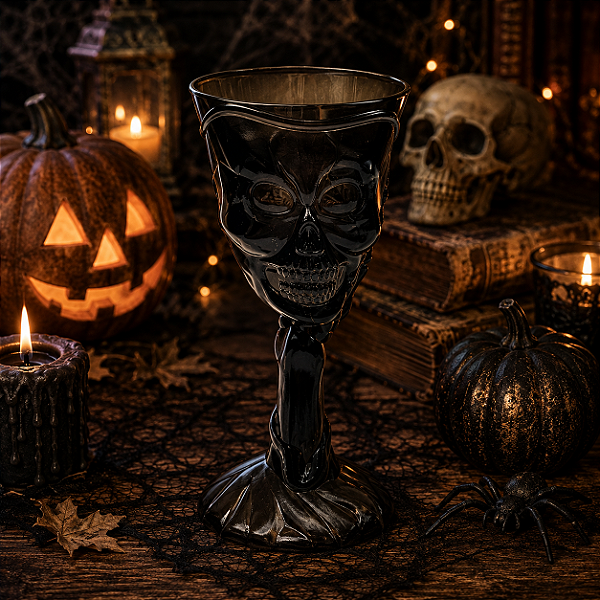 Taça Halloween Caveira 300ml - Cor Fumê