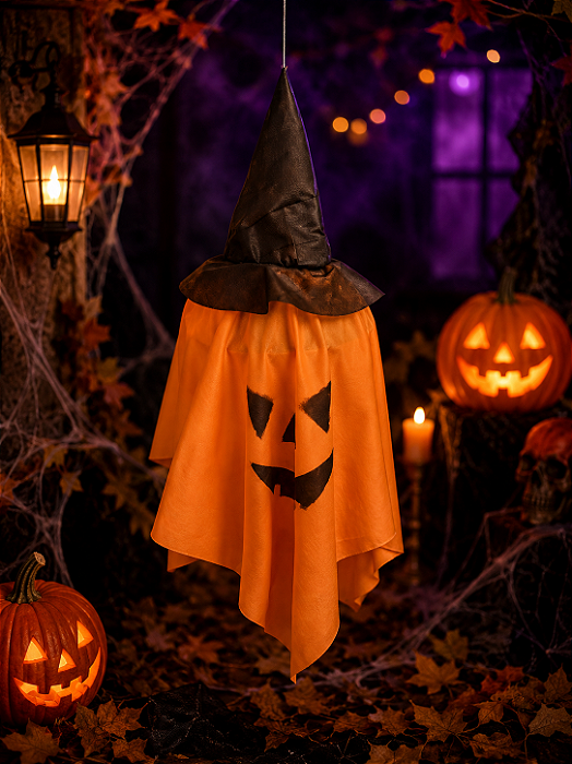 Fantasminha Abóbora Laranja Halloween - 50cm