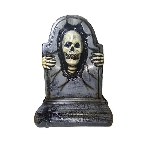 Placa Decorativa Lapide 3D - Tumulo Com Crânio 65cm x 46cm