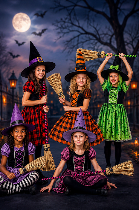 Vassoura De Bruxa Pra Fantasia Halloween Ou Decoração 75cm - Cor Sortida - 1 Unidade