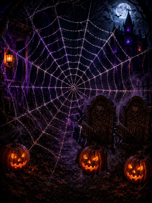 Teia De Aranha Gigante Halloween - Cor Preto - 120cm