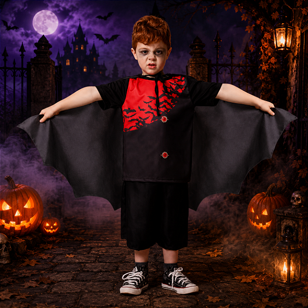 Capa Infantil Morceguinho para Halloween 70cm