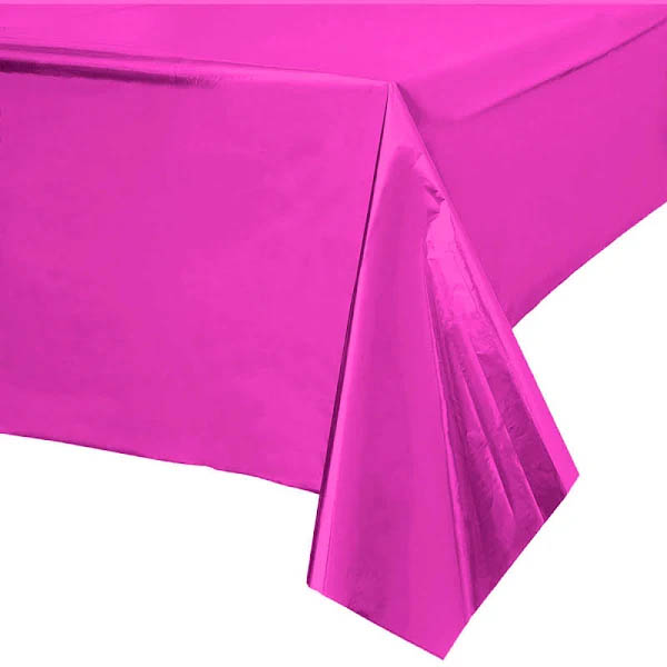 Toalha de Mesa Metalizada Pink Descartável 137cm X 183cm - 1 Unidade