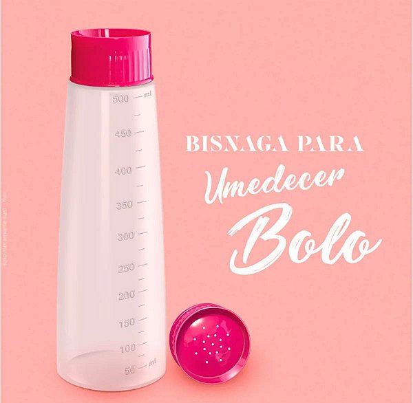 Bisnaga Para Umedecer Bolo Graduado 500 Ml Tampa Chuveirinho Cor Tampa Rosa