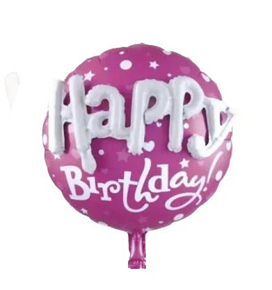 Balão Metalizado Foil Happy Birthday 3D Pink 58cm - Flutua com Gás Hélio