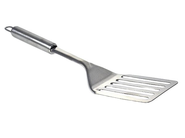 Espátula Vazada Com Cabo Longo Para Hambúrguer