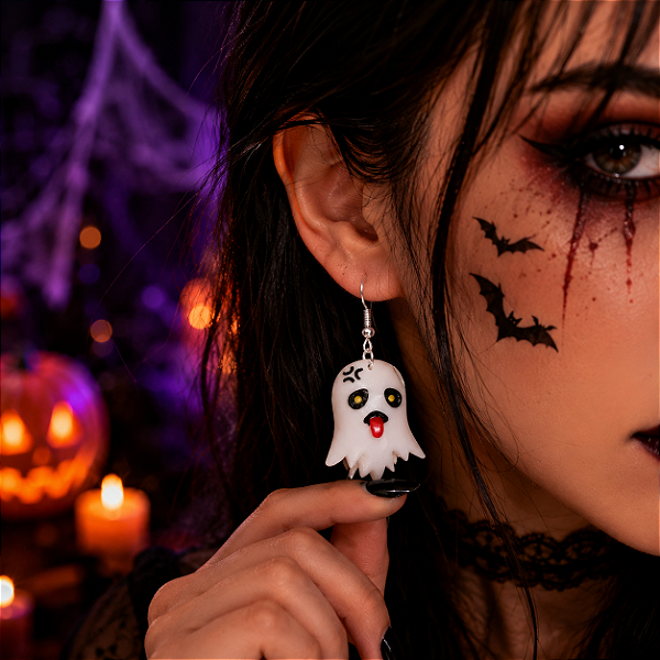 Par De Brincos Pendurados De Halloween De Fantasma De Estilo Gótico - 1 Par