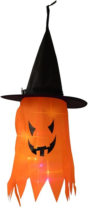 Chapéu Decorativo com Led Halloween Abóbora 75cm - 1 Unidade