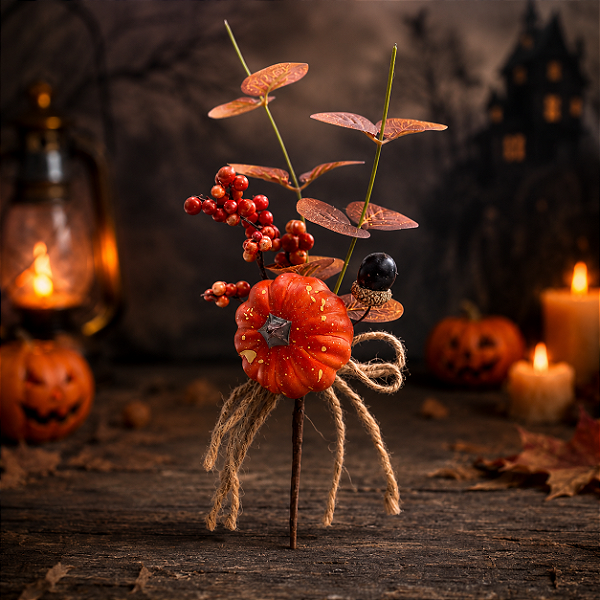 Galho Abóboras com Mirtilo 27cm Halloween