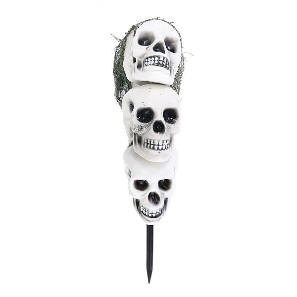 Crânios Empilhados no Espeto Halloween 30cm - 1 Unidade