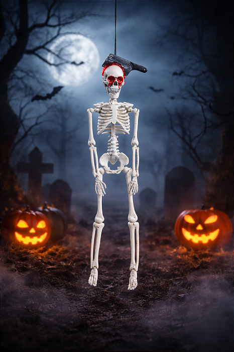 Esqueleto com Faca na Cabeça – 40x12cm