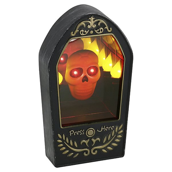 Campainha de Porta Halloween Caixão com Caveira e Som | Efeito Assustador!