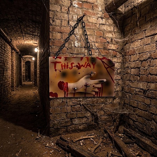 Placa Decorativa com Mão "This Way" – 30x35cm
