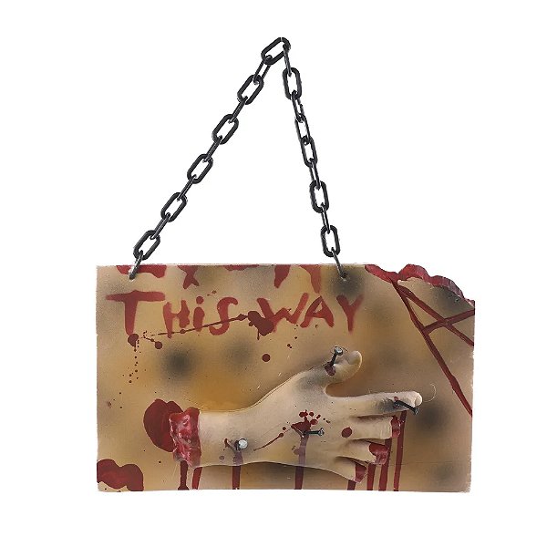 Placa Decorativa com Mão "This Way" – 30x35cm