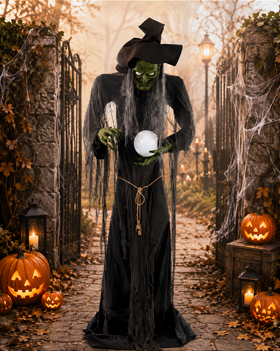 Bruxa Olga Halloween 2,90 Metros - Com Som/Luz e Movimento