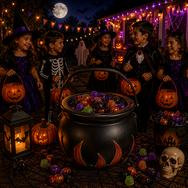 Cesta Caldeirão Decorativa Halloween 17 cm