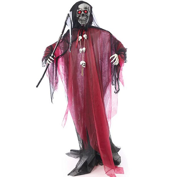 Enfeite Decorativo de Halloween - Caveira Leonel com Som e LED - 2,37 Metros