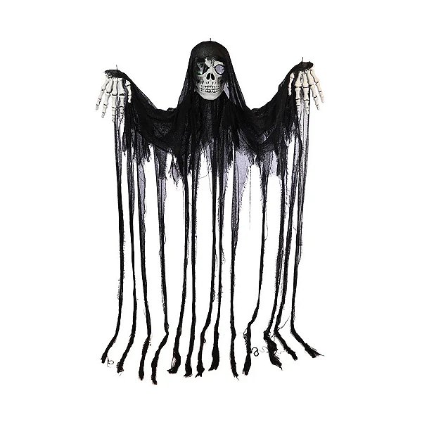 Enfeite Decorativo de Halloween - Caveira Austin Cortina com LED - 225cm - 1 unidade