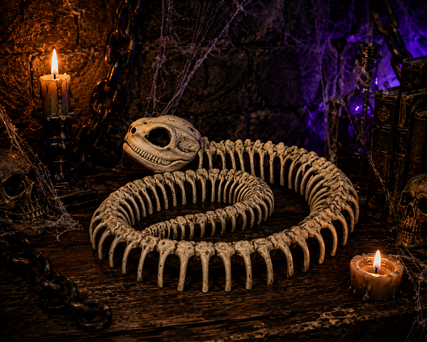 Esqueleto Animal Cobra Enrolada Halloween - 17cm de Diâmetro - 1 Unidade