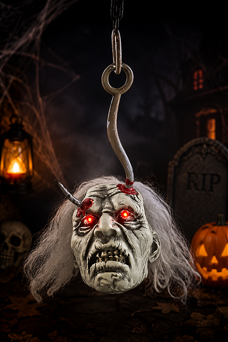 Enfeite Decorativo de Halloween – Zumbi Lucifer com LED 37cm para Pendurar