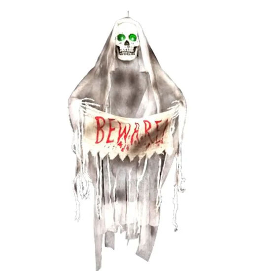 Caveira Fantasma Halloween Banner com Som e Luz 1,10 Metros - 1 Unidade