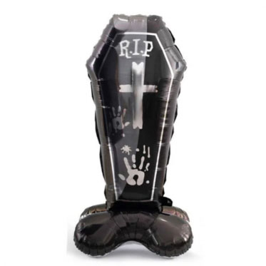 Balão Metalizado Halloween Caixão Preto - 147 cm x 69 cm