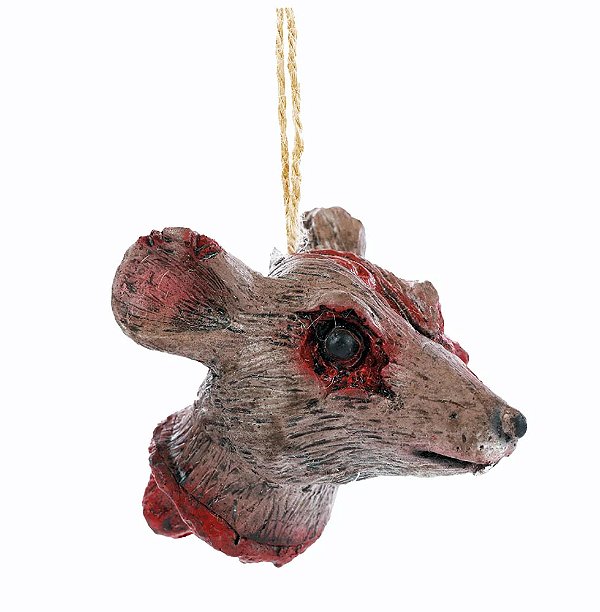 Cabeça de Rato Cortada com Sangue Halloween 11,5cm