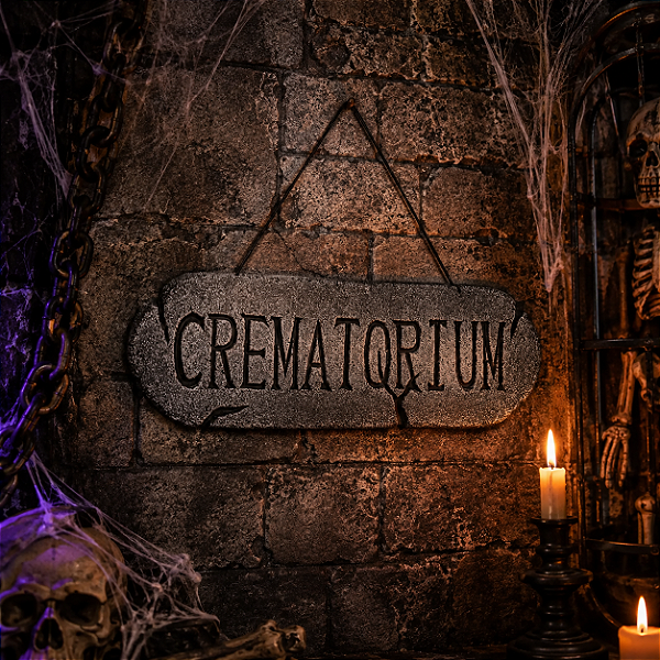 Placa de Porta Crematório Halloween - 1 unidade