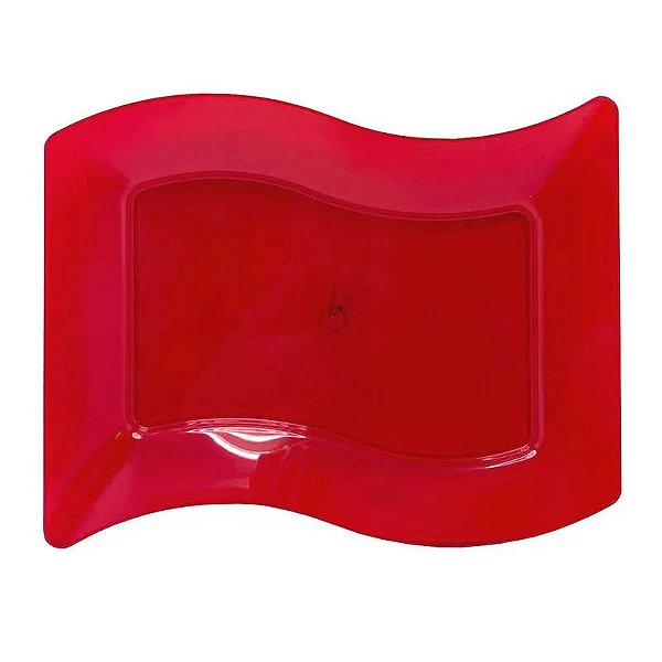 Bandejas Retangulares de Acrílico Vermelho 19x15cm - 5 Unidades
