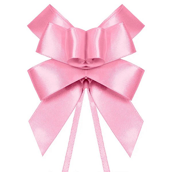 Laço Rápido Cetim Rosa 22mm - 5 Unidades