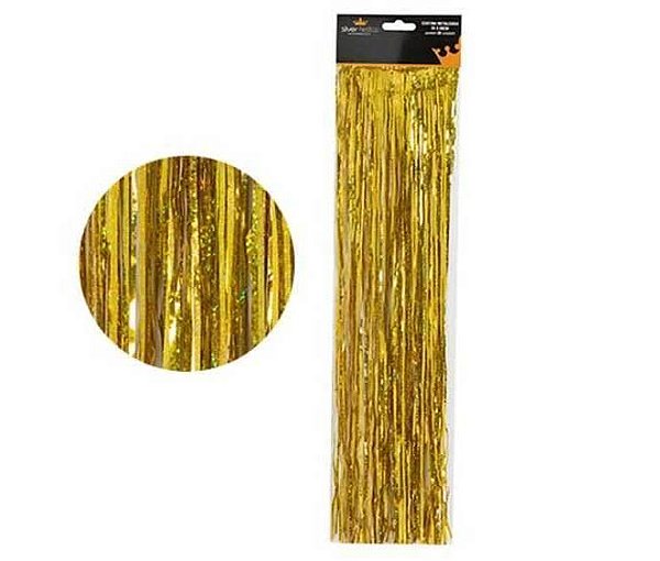Cortina Metalizada c/ Glitter Dourada 25cm x 50cm