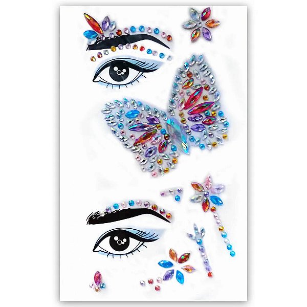 Adesivo Facial e Corporal Pedrinha Strass Colorido Parly Joy