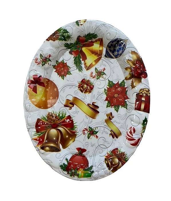Bandeja Plástico Oval Natal 30cm X 22cm - 1 Unidade
