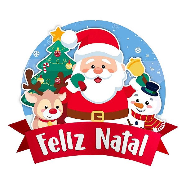 Painel Decorativo Natal Papai Noel Rena E.V.A - 52 cm x 49 cm
