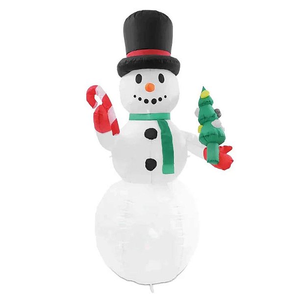 Inflável Boneco de Neve Branco 150cm Bivolt