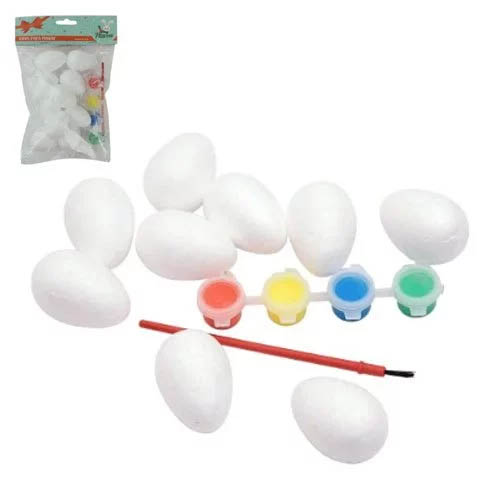 Enfeite Ovos de Páscoa para Pintar c/ 14 Pçs - 04 Tintas, 01 Pincel e 09 Ovinhos